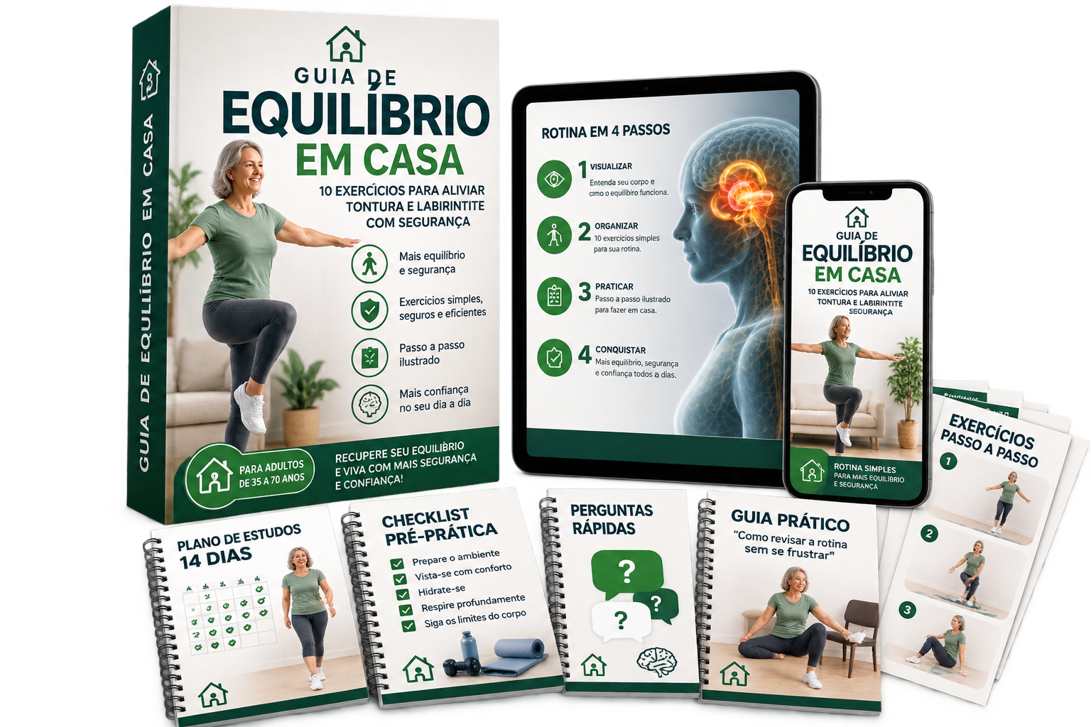 Guia de Equilíbrio em Casa — mockup do produto